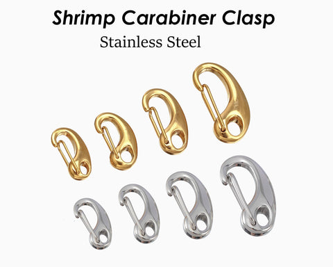 10 x Stainless Steel Lobster Clasp Gold Silver, Shrimp Clasp, Push Gate Clasp, Carabiner Clasp, Wholesale Jewelry Findings Supplies