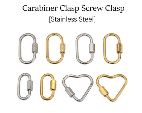 Stainless Steel Carabiner Clasp Gold Silver, Buckle Clasp, Carabiner Screw Clasp for DIY Jewelry, Lock Charm Holder