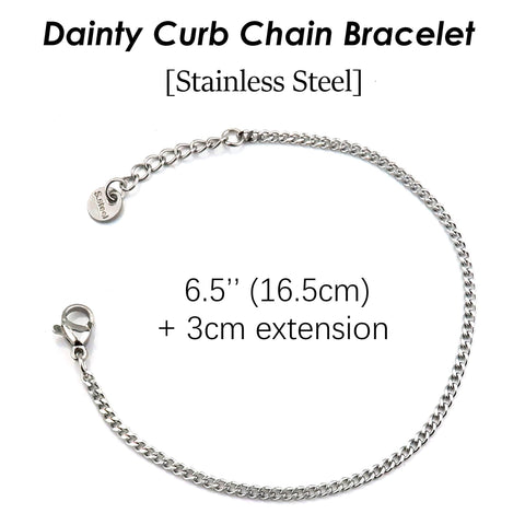 Curb Chain Bracelet, Dainty Cuban Link Curb Bracelet Gold Silver for Woman