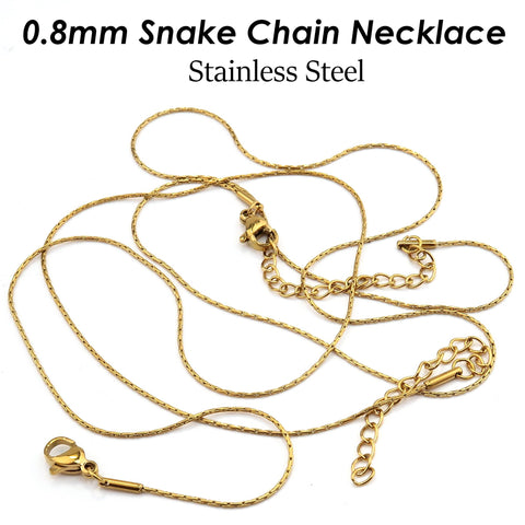 0.8mm Thin Snake Chain Stainless Steel, Fine Snake Necklace Gold Silver, Dainty Beading Chain