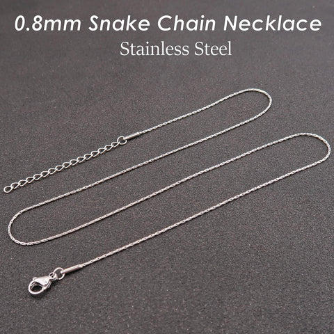 0.8mm Thin Snake Chain Stainless Steel, Fine Snake Necklace Gold Silver, Dainty Beading Chain