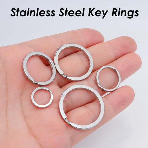 Stainless Steel Key Chain Rings, Silver Gold Keyring Clip, Flat Split Key Ring