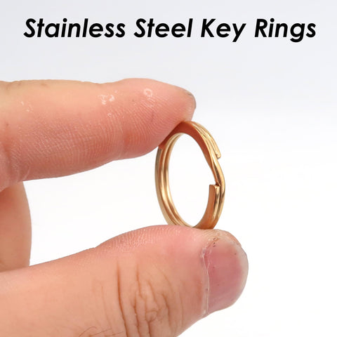 Stainless Steel Key Chain Rings, Silver Gold Keyring Clip, Flat Split Key Ring