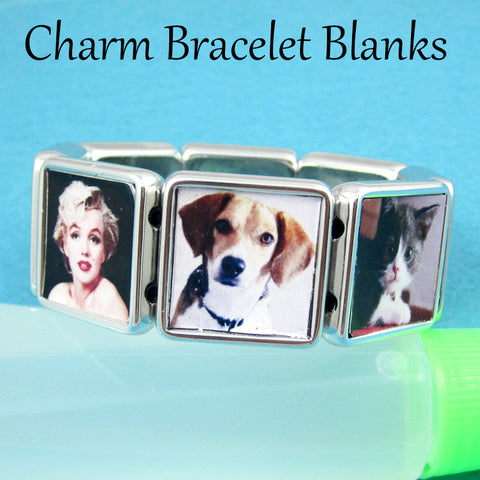 20mm Charm Bracelet Blanks, Blank Bracelet Base, Square Bracelet Bezel Blank, Elastic Bracelet Setting, Stretchy Bracelet for Custom Jewelry