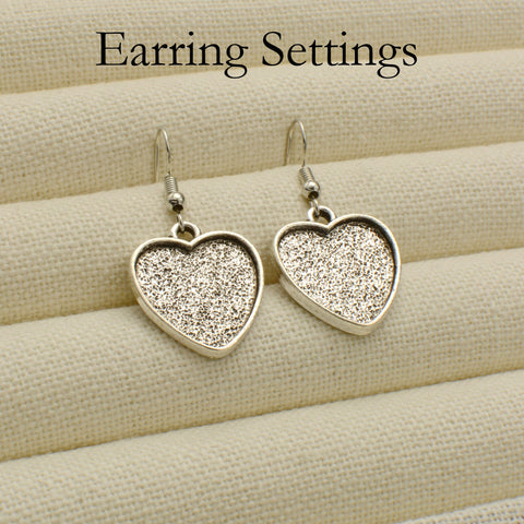 20 pcs - Heart Earrings, Heart Bezel Earring, Hearts Earring Base, Blank Earring Setting for Cabochon or Resin, DIY Earring Gift for her