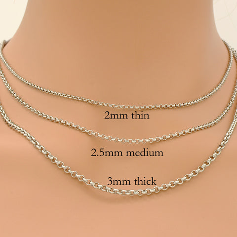 10 x Stainless Steel Necklace Chain Gold Silver, Circle Link Rolo Necklace for Women and Men, Rolo Chain for Jewelry Making