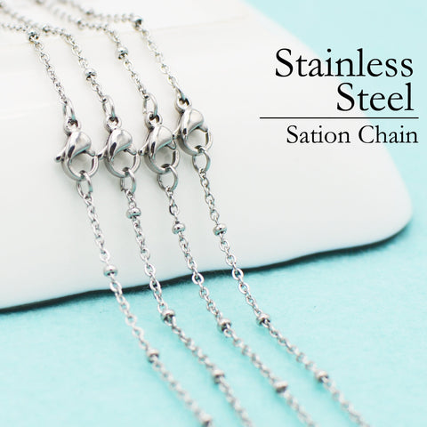 Stainless Steel Satellite Chain Bulk Wholesale, Dainty Silver Gold Bead Station Chain by Feet Length Spool for Jewelry Making