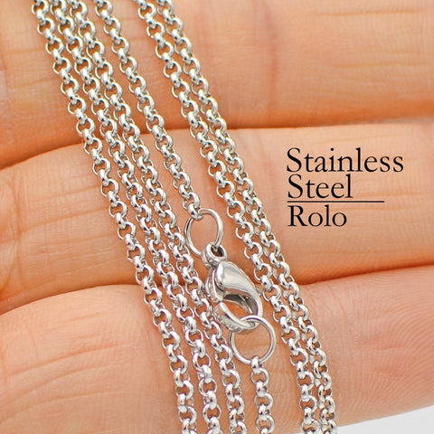 Stainless Steel Chain Necklace, Stainless Steel Rolo Chain Necklace Tarnish Free, Wholesale Stainless Steel Necklace for Women Men