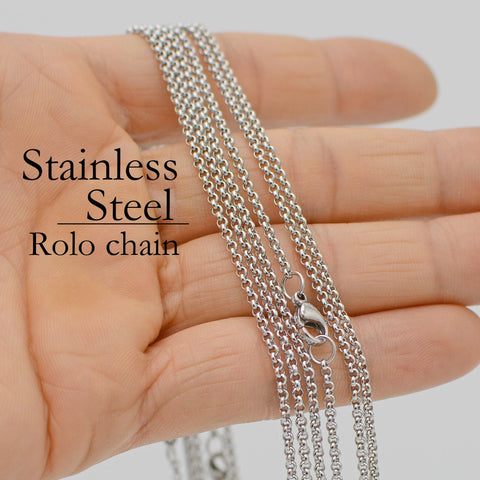 Stainless Steel Necklace Chain, 16,18,20,22,24 Inches Stainless Steel Chain Necklace Wholesale, Circle Link Rolo Necklace for Women and Men