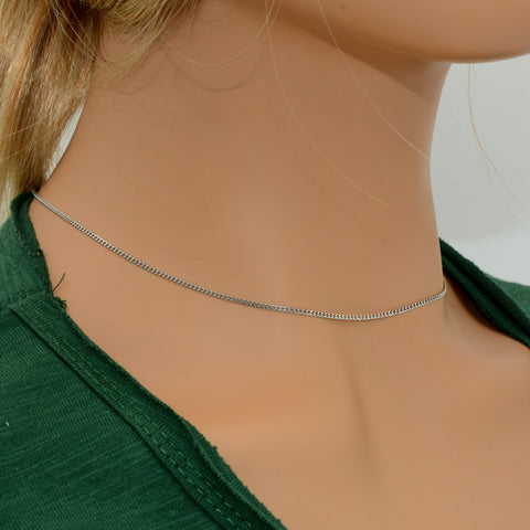 Stainless Steel Necklaces for Women, Dainty Curb Chain Choker Necklace, 1.5mm Delicate Cuban Link Necklace Chain