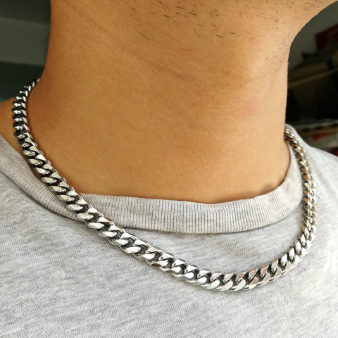 8mm Cuban Link Necklace,Big Heavy Twist Beleved Curb Chain Choker Necklace Gift for Men Women Him Her - Silver Gold Steel Bronze Copper