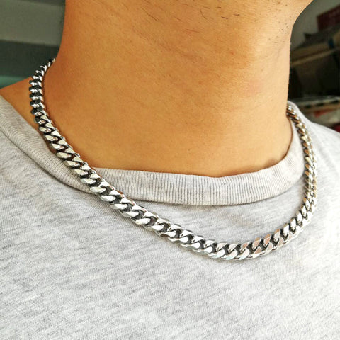 Stainless Steel Cuban Chain Necklace Bracelet, Stainless Steel Necklace, Twist Curb Necklae for Men Women, Gift for Him Gift for Her