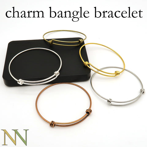 Charm Bracelet Bangle Wholesale, Gold, Silver, Bronze, Copper, Stainless Steel Charm Bracelett for Women Adjustable