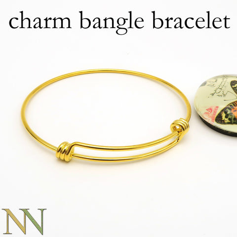 Charm Bracelet Bangle Wholesale, Gold, Silver, Bronze, Copper, Stainless Steel Charm Bracelett for Women Adjustable