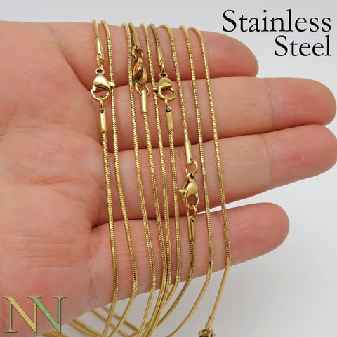 Stainless Steel Snake Necklace Gold Silver, Tarnish Resistant Snake Necklaces for Women or Men, Wholesale Stainless Steel Chain Necklace