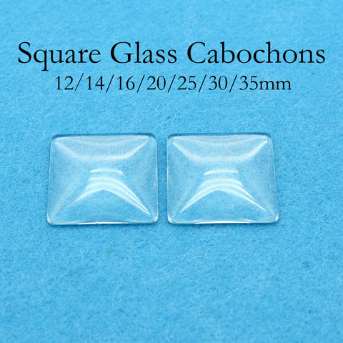 10/50 Pieces - Clear Glass Cabochons 10 12 14 16 18 20 22 23 25 30 35 38mm Round Glass Pieces Square Oval Heart Glass for Jewelry Making