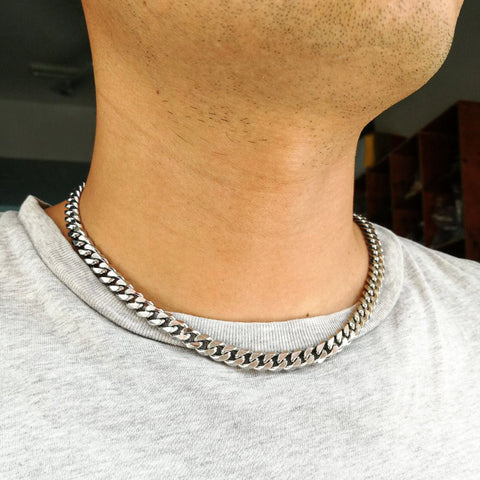 Stainless Steel Cuban Chain Necklace Bracelet, Stainless Steel Necklace, Twist Curb Necklae for Men Women, Gift for Him Gift for Her