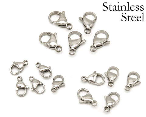 Stainless Steel Lobster Clasp Gold Silver Black, Stainless Steel jump Rings, Tarnsih Free Jewelry Findings Supplies for Jewelry Making