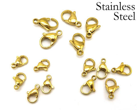 Stainless Steel Lobster Clasp Gold Silver Black, Stainless Steel jump Rings, Tarnsih Free Jewelry Findings Supplies for Jewelry Making