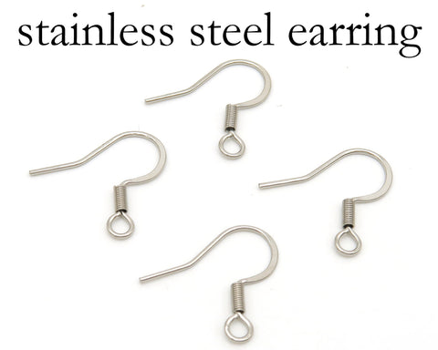 100 x Stainless Steel Earring Hooks Gold & Silver Tone, Hypoallergenic Surgical Steel Ear Hook Hoops, Tarnish Free Ear Wires Bulk Wholesale