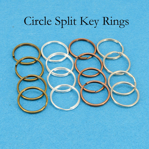 Bulk Wholesale Key Rings, Circle Keyring Split Ring, Keychain Supplies, 25mm Round Keyrings for Key Chain - Silver Bronze Copper Gold