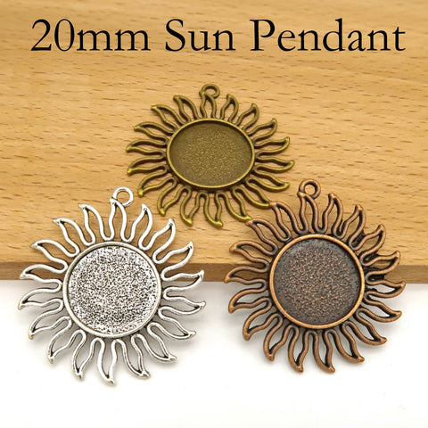 10 x Round Pendant Tray Blanks 16mm 20mm 25mm, Sun Pendant Bezel Cup Settings for Glass, Resin, Epoxy or polymer clay Jewelry Making