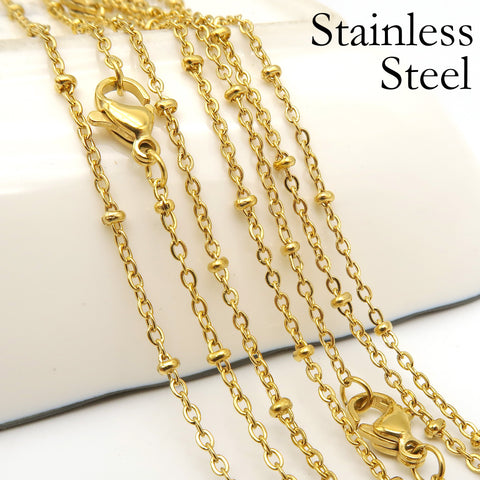 Beaded Chain Stainless Steel, Silver Gold Satellite Chain for Necklace Bracelet Making, Station Chain Bulk Wholesale Stainless Steel Chain