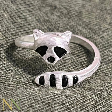 Adorable Racoon Ring. Adjustable Cute Animal Ring, Spirit Ring Gift For Birthday, Christmas, Gifts For Her, Women, Mom, Anniversary Gifts