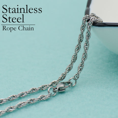 Stainless Steel Rope Chain Necklace 16 18 20 22 24 Inches Tarnish Free Rope Necklace for Women or Men Jewelry Making