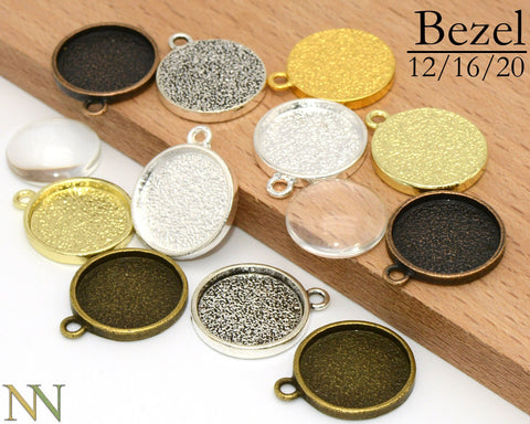 Round Bezel Setting 12mm 16mm 18mm 20mm Round Silver Gold Bronze Copper Pendant Tray Blanks for Glass Cabochon Resin Jewelry Making