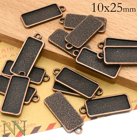 10x25mm Bezel Pendant Tray Cup Wholesale Rectangular Pendant Blanks Setting Cabochon Base Frame as Necklace Earring Bracelet Charms