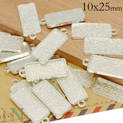 10x25mm Bezel Pendant Tray Cup Wholesale Rectangular Pendant Blanks Setting Cabochon Base Frame as Necklace Earring Bracelet Charms