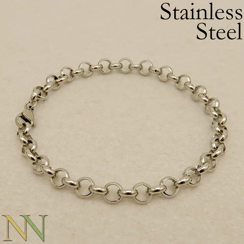 Stainless Steel Bracelet Gold Silver, Stackable Bracelets, Charm Bracelet for Adding Charms, Tarnish Free Rolo Link Bracelet for Women Men