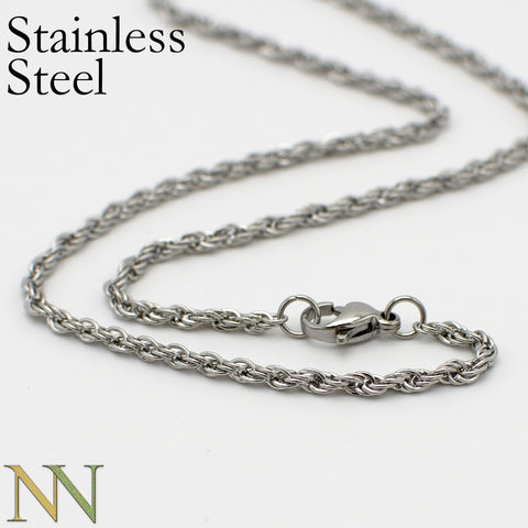 Stainless Steel Rope Chain Necklace 16 18 20 22 24 Inches Tarnish Free Rope Necklace for Women or Men Jewelry Making