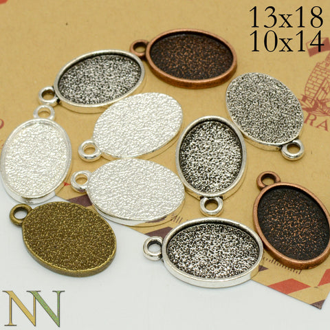 Oval Bezel Cup 10x14mm 13x18mm Bezel Setting Tray Base Blanks for Cabochon Epoxy Resin for Necklace Earrings Bracelet Charms