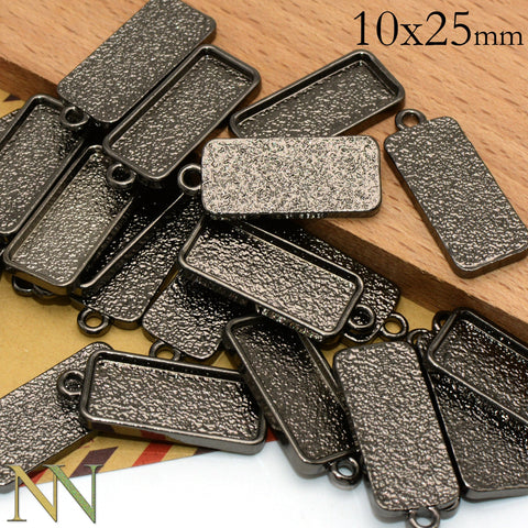 10x25mm Bezel Pendant Tray Cup Wholesale Rectangular Pendant Blanks Setting Cabochon Base Frame as Necklace Earring Bracelet Charms