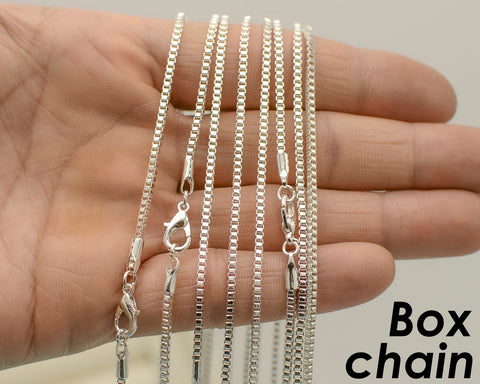 10 x Box Chain Necklace for Women Men, Wholesale 18 24 Inch Necklace Chain for Jewelry Making- Copper Silver Bronze Rhodium