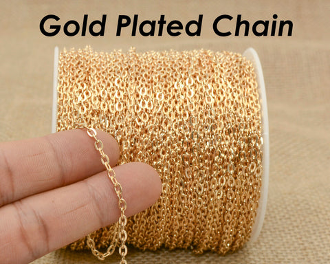 30 feet- Bulk Chain for Jewelry Making, Wholesale Silver Plated Chain by Spool Yard Roll, Bronze Copper Gunmetal Gold Cable Link Chain