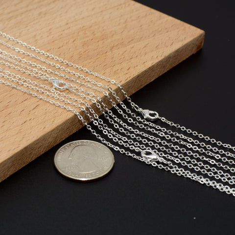 Dainty Necklace for Women Very Thin Delicate 1.5mm Silver Link Chain Necklace Choker 16 18 20 Inches Cable Chain for Jewelry Making