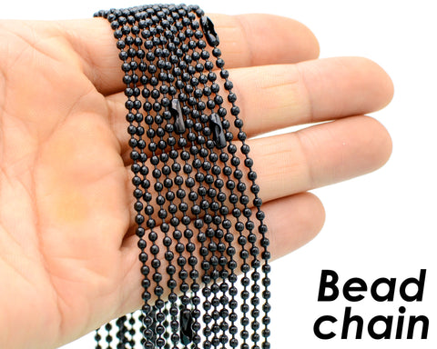 10 x Bead Chain Necklace for Women, Wholesale Bead Chain Necklace for Jewelry Making- Silver Black Gunmetal Bronze Antique Brass Copper