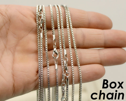 10 x Box Chain Necklace for Women Men, Wholesale 18 24 Inch Necklace Chain for Jewelry Making- Copper Silver Bronze Rhodium