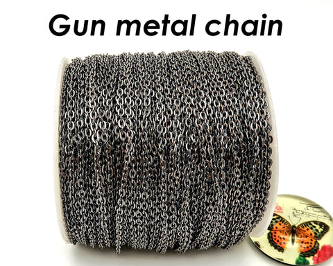 30 feet- Bulk Chain for Jewelry Making, Wholesale Silver Plated Chain by Spool Yard Roll, Bronze Copper Gunmetal Gold Cable Link Chain