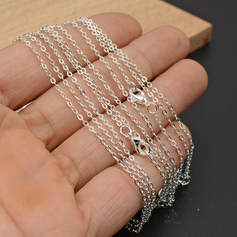 Dainty Necklace for Women Very Thin Delicate 1.5mm Silver Link Chain Necklace Choker 16 18 20 Inches Cable Chain for Jewelry Making