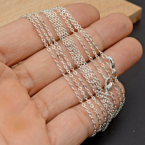 Dainty Necklace for Women Very Thin Delicate 1.5mm Silver Link Chain Necklace Choker 16 18 20 Inches Cable Chain for Jewelry Making