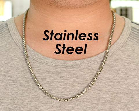 Stainless Steel Necklace for Men Women, Tarnish Free Gold Silver Wheat Chain Necklace Wholesale, Gift for Him or Her Boyfriend Girlfriend