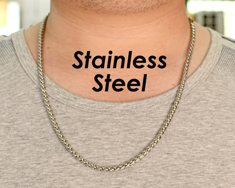 Stainless Steel Necklace for Men Women, Tarnish Free Gold Silver Wheat Chain Necklace Wholesale, Gift for Him or Her Boyfriend Girlfriend