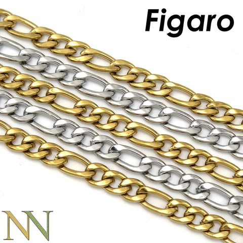 Stainless Steel Figaro Necklace for Men Women, Cuban Link Layered Necklace Chain Gold Silver Tarnish Free Jewelry Gift