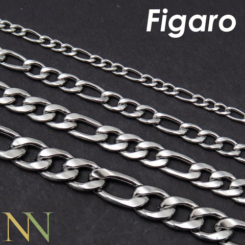 Stainless Steel Figaro Necklace for Men Women, Cuban Link Layered Necklace Chain Gold Silver Tarnish Free Jewelry Gift