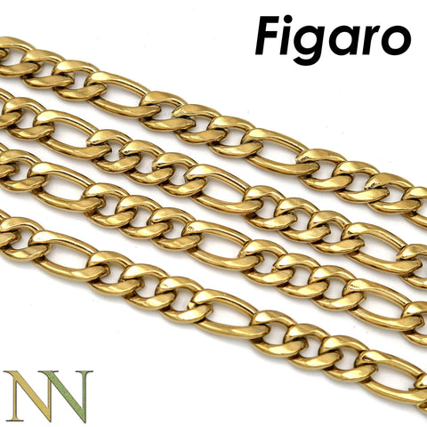 Stainless Steel Figaro Necklace for Men Women, Cuban Link Layered Necklace Chain Gold Silver Tarnish Free Jewelry Gift