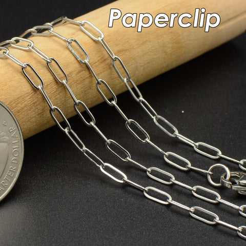 Stainless Steel PaperClip Necklace for Women Men, Paper Clip Chain Gold Silver, Rectangle Link Chain for Jewelry Making